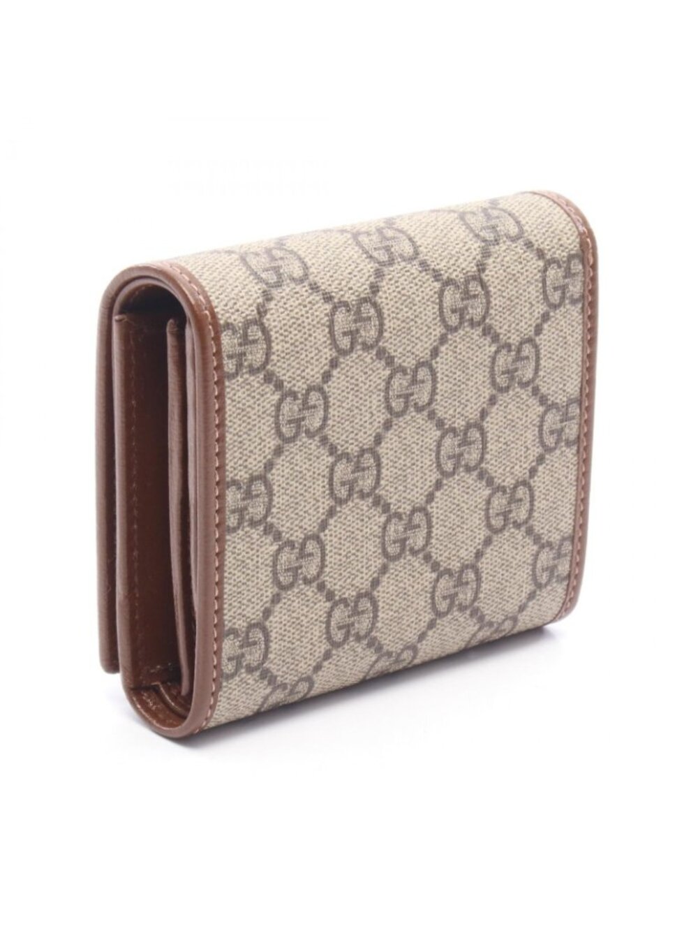 Gucci Bifold Wallet Horsebit GG Supreme Beige Brown Leather Compact - Picture 2 of 7